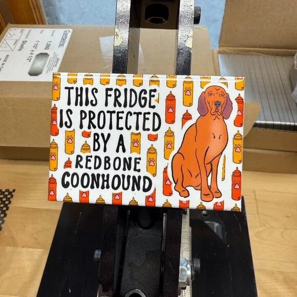 Redbone Coonhound Dog Fridge Protector Magnet Handmade Retro Pet Decor 2x3" - Picture 4 of 6